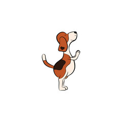 Cartoon Beagle Dog Standing on Hind Legs in Begging Pose