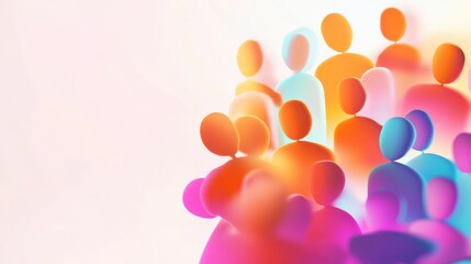 A vibrant illustration of diverse people silhouettes in colorful tones, symbolizing unity and community in a modern design.