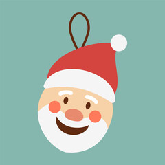Simple Santa Claus faces in Christmas style flat illustration