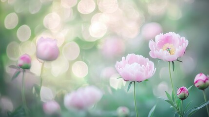 Obraz premium A field of pink flowers rests on green grass, beside a dense forest