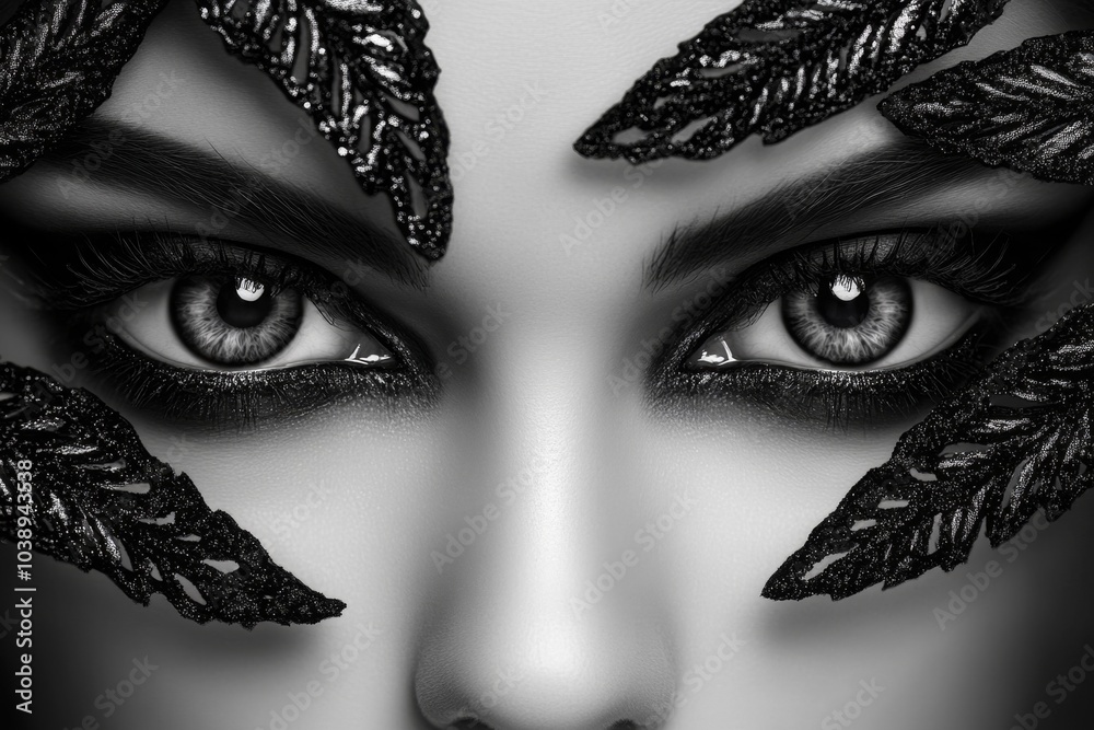 Poster A face with multiple eyes, each eye showing a different world, illustrating the concept of multiple subjective realities