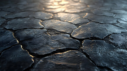 Dark Cracked Stone Background 3D