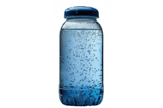 Blue sports water bottle isolated on transparent background, png file, no background png file