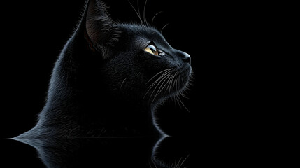 Black Cat Portrait Illustration - Close Up