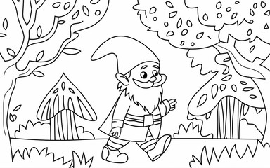 Coloring page design illustration white and black design 
man ,tree and  girls, woman, road 