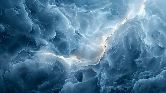 Abstract Blue Background with Golden Veins - Digital Art