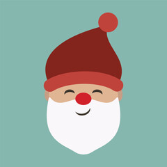 Simple Santa Claus faces in Christmas style flat illustration