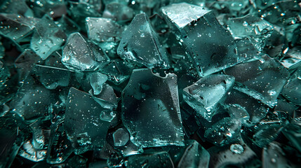 Teal Glass Fragments 3D Render
