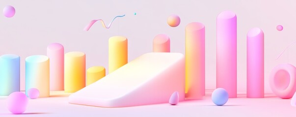 Stylish abstract scene with vibrant shapes and pastel colors, perfect for modern design projects and creative presentations.
