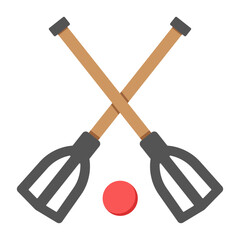 flat design icon of broomball 

