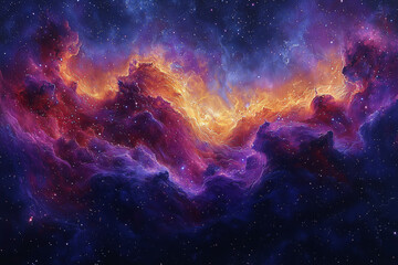 Fototapeta premium vibrant cosmic scene with rich blues and fiery oranges in a swirling galaxy formation