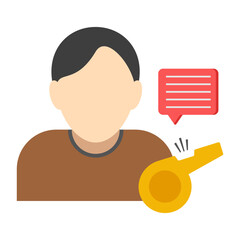 A shrill sound icon, flat design of referee whistle

