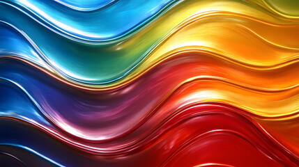 High-Energy Artwork Featuring Liquid Rainbow Metal with Intricate Shiny Wavy Textures Capturing Movement