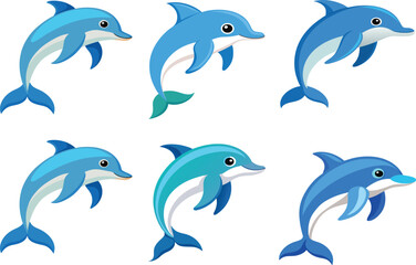Naklejka premium dolphin collection isolated on white