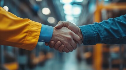 Engineer and technician contractor shaking hand after business meeting 