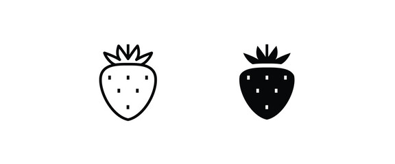 Garden strawberry fruit icon or strawberries icons vector, sign, symbol, logo, illustration, editable stroke, flat
