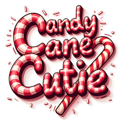 Typography illustration of the text "candy cane cutie".
