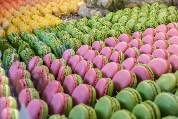 French macarons on the retail shelf