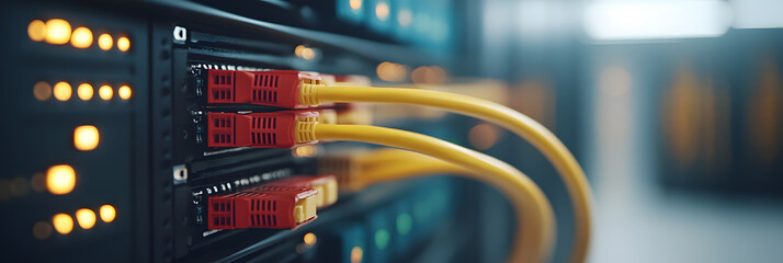 Naklejka premium Close-Up of a Network Cable: Essential Technology for Connectivity and Data Transfer.