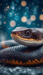 Fototapeta premium New Year background with a cute snake - a symbol of 2025