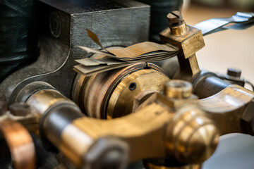 Vintage powerful industrial brushed DC motor's brushed brushed on the shaft