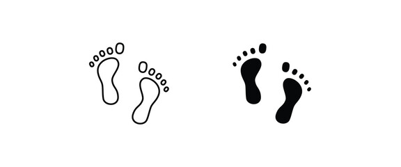 Foot print icon. Bare foot print Black on white feet icon vector , stock vector illustration flat design style