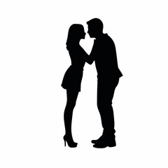 A silhouette of a couple embracing each other vector silhouette