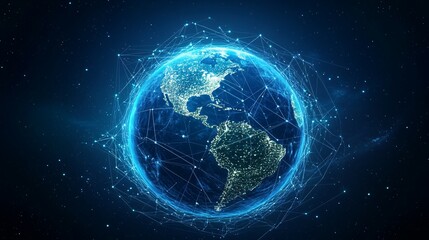 Obraz premium A Digital Representation of Earth with a Network of Lines Connecting Cities