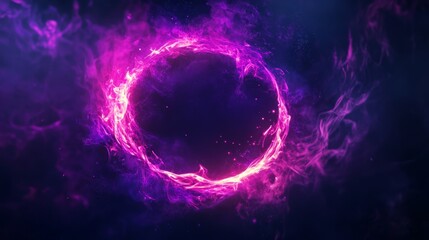 Glowing purple neon circle. Dark background