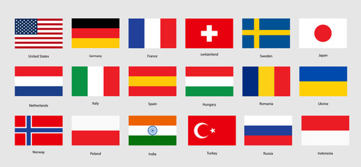 Flags of the world. Collection of flags. World flags. Vector icons