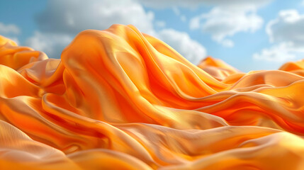 Obraz premium Abstract 3D Background - Orange Fabric Waves