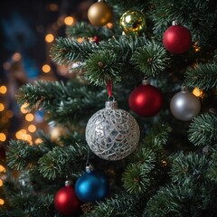 Fototapeta premium Joyful toys on the Christmas tree