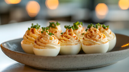 Deviled Eggs with a Touch of Paprika.