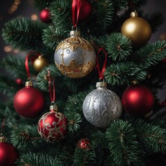 New year&rsquo;s cheer reflected in tree decorations