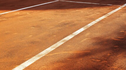 A tennis court's baseline and court markings, outdoor setting with sunny weather, Classic style