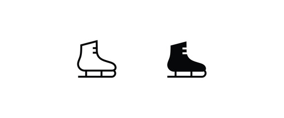 ski boot cross country boots, skis ice sport icon line and flat icons set, editable stroke isolated on white, linear vector outline illustration, symbol logo design style