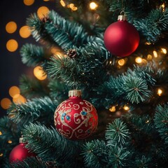 Fototapeta premium New year’s joy shines on the tree