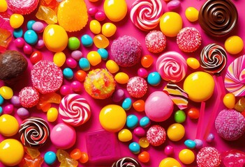 Fototapeta premium bright colorful close ups candy vibrant textured backgrounds showcasing sweet treats uniquely crafted settings, rainbow, lgbtq, lgbt, pride, love, equality
