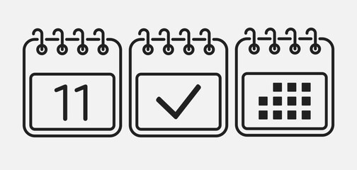 Vector icon page calendar - 11 day, agenda, done