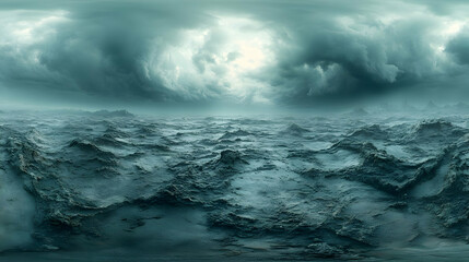 Obraz premium Dark Stormy Sky Over a Rugged Landscape 3D Illustration