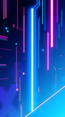 Illustration of gaming background abstract cyberpunk style of gamer wallpaper neon glow light of sci fi fluorescent sticks digitally. Generative AI