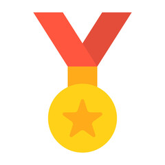 Gold medal with red ribbon