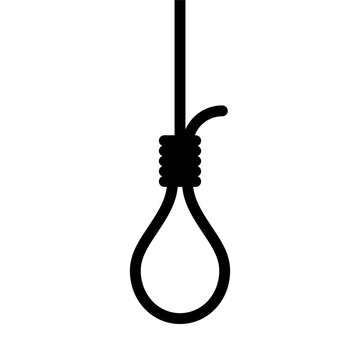 Rope hanging loop icon. Suicide rope noose