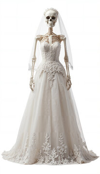 skeleton bride in wedding dress
