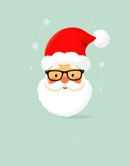 Whimsical Christmas Card with Santa Claus Face and copy space