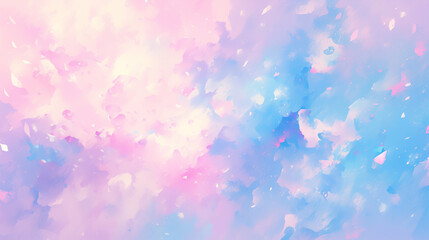 radiant cloudscape of pink and blue hues, abstractly painted with a light, airy touch that enhances its dreamlike quality