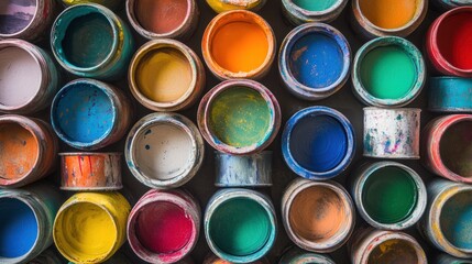 Fototapeta premium Colorful Paint Cans Close Up