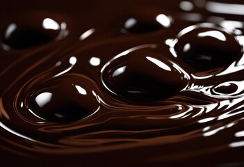 Fototapeta premium elegant close rich liquid chocolate flowing smoothly dark glossy highlighting texture creating indulgent visual feast, dessert, gourmet, confectionery