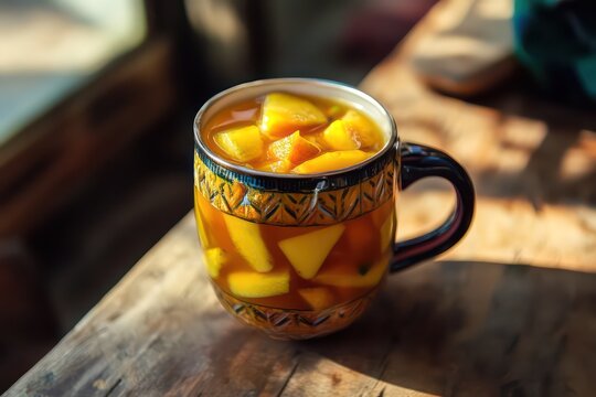 A unity cup (Kikombe cha Umoja) filled with fruit juice. 