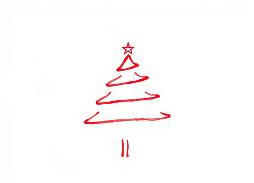Weihnachtlicher Baum in minimalistischer roter Zeichnung